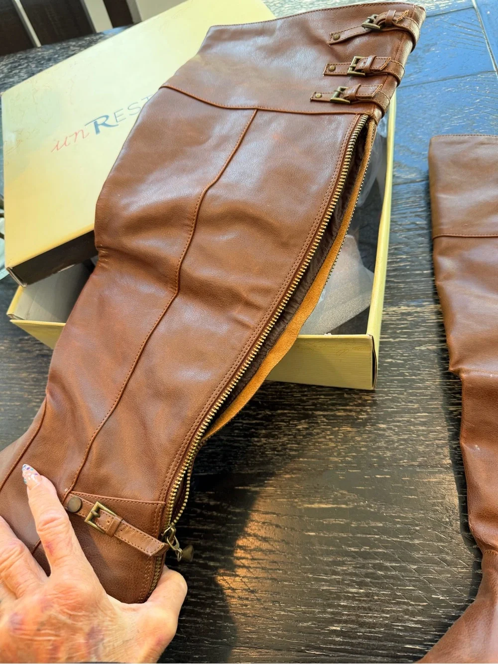 Francesca's Collections Brown Over-the-Knee Faux Leather Boots